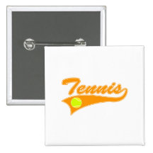 Orange Tennis Pinback Button