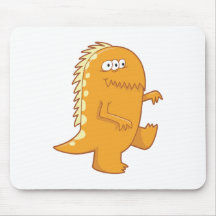 orange three eyed dino monster mousepad