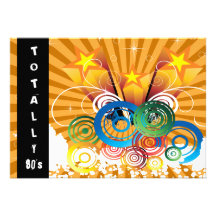 orange totally 80's retro  party Invitation