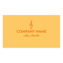 Orange treble clef music custom business cards