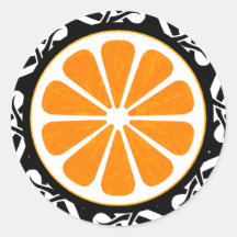 orange. tribal. round stickers