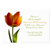 Orange Tulip Wedding Reception Card Business Card Templates