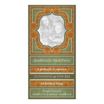 Orange verte élégante de faire-part de naissance carte avec photo