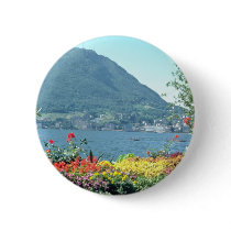 Orange Views of public gardens, Lugano, Switzerlan Pinback Buttons