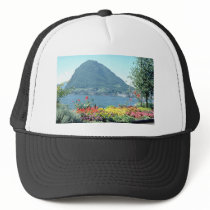 Orange Views of public gardens, Lugano, Switzerlan Mesh Hat