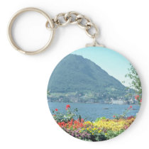 Orange Views of public gardens, Lugano, Switzerlan Key Chain