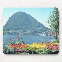 Orange Views of public gardens, Lugano, Switzerlan Mousepad
