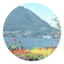 Orange Views of public gardens, Lugano, Switzerlan Stickers