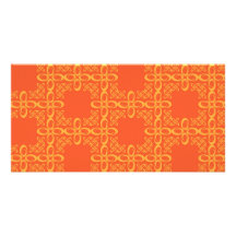 Orange Vintage Retro Pattern Photo Cards