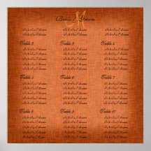 Orange wedding seating charts print