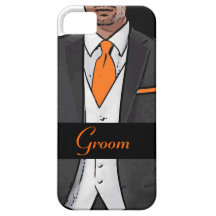 Orange white black tuxedo groom iphone 5 case