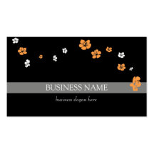 Orange White Flowers Elegant Business Card Templates