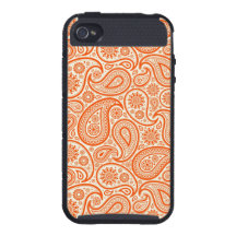 Orange & White Retro Paisley Pattern iPhone 4/4S Cover