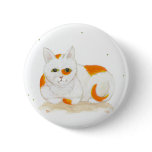 Orange & white spotted cat cute fun painting art buttons
