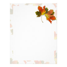 Orange & Yellow  Fall Leaves Customized Letterhead