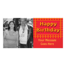 orange yellow happy birthday photo greeting card