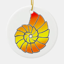 Orange -Yellow Nautilus shell Christmas Ornaments