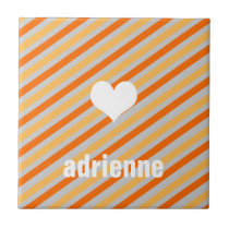 Orange yellow stripes heart modern display tile tiles