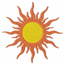 Orange & Yellow Sun Fantasy Design Embroidered Polo Shirt
