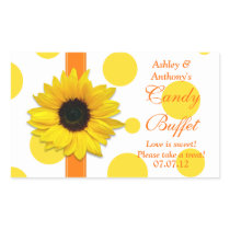 Orange Yellow Sunflower Polka Dots Candy Buffet Rectangular Stickers