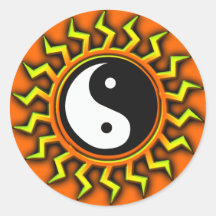 Orange Yin Yang Balanced Sun Sticker