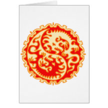 Orange Yin Yang Dragon Card