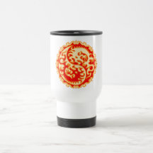 Orange Yin Yang Dragon Coffee Mugs
