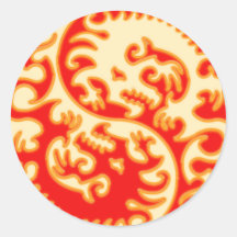 Orange Yin Yang Dragon Stickers