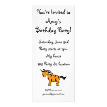 Orange zebra personalized invitation