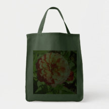 Orange Zinnia Flower on Grocery Tote Canvas Bag