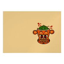 Orange zombie monkey custom invitation