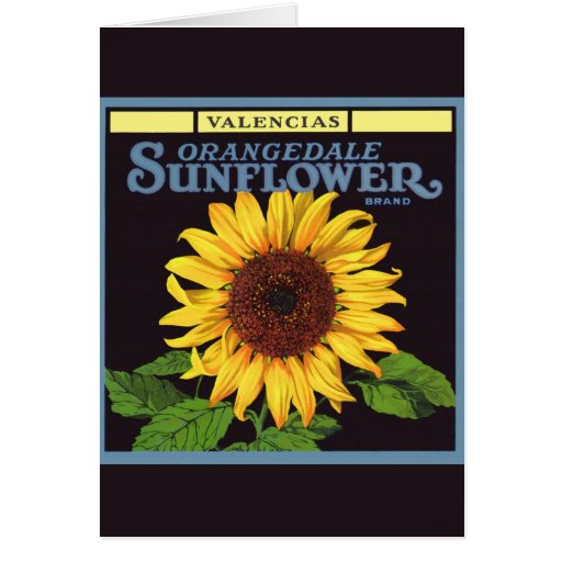 Orangedale Sunflower Vintage Fruit Crate Label Art Greeting Card