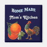 Oranges and Rooster Vintage Crate Art Magnet