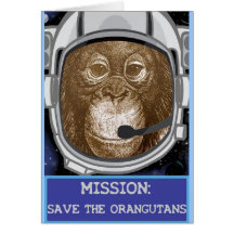 Orangutan Astronaut Mission Greeting Cards