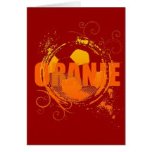 Oranje Soccer fans soccer grunge ball gifts Greeting Card