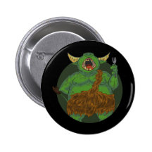 Orc affamé avec un bouton de fourchette pin's avec agrafe
