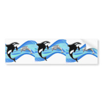 Orca and Dolphin in the Waves