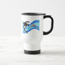 Orca and Dolphin in the Waves Coffee Mug