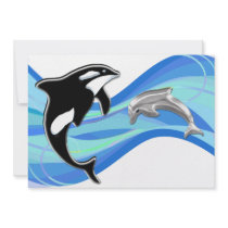Orca and Dolphin in the Waves
