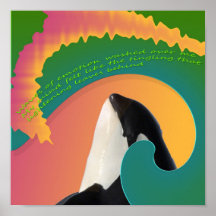 Orca Whale Rainbow Wave Posters