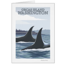 Orca Whales #1 - Orcas Island, Washington Greeting Cards