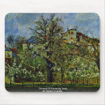 Orchard Of Flowering Trees By Pissarro Camille Mouse Pad