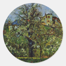 Orchard Of Flowering Trees By Pissarro Camille Stickers
