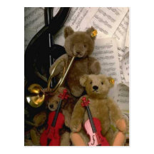 Orchestral bears post card