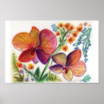Orchid 31 Two Orange Flowers Poster