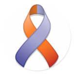 Orchid and Orange Awareness Ribbon Round Sticker