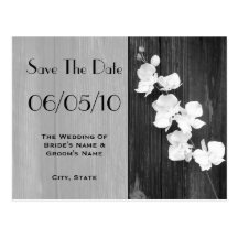 Orchid & Barnwood Wedding Save The Date Postcard