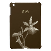 Orchid flower lover floral sepia brown custom name ipad mini cases