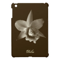 Orchid flower lover floral sepia brown custom name ipad mini cases