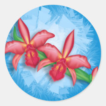 Orchid Flower Round Sticker